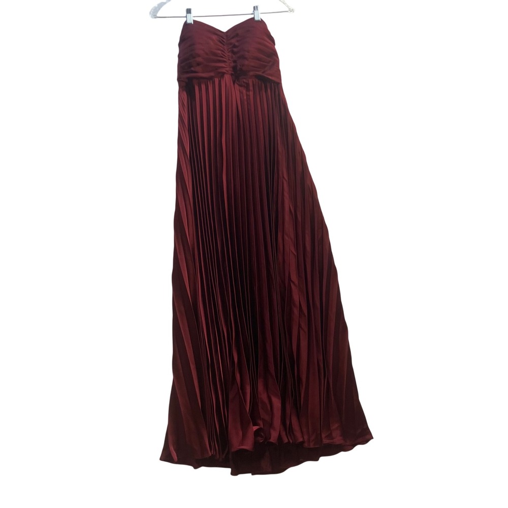 Burgundy Strapless Pleated Gown Corset Back Formal Dress Shawl 8 Jeweltone NWT